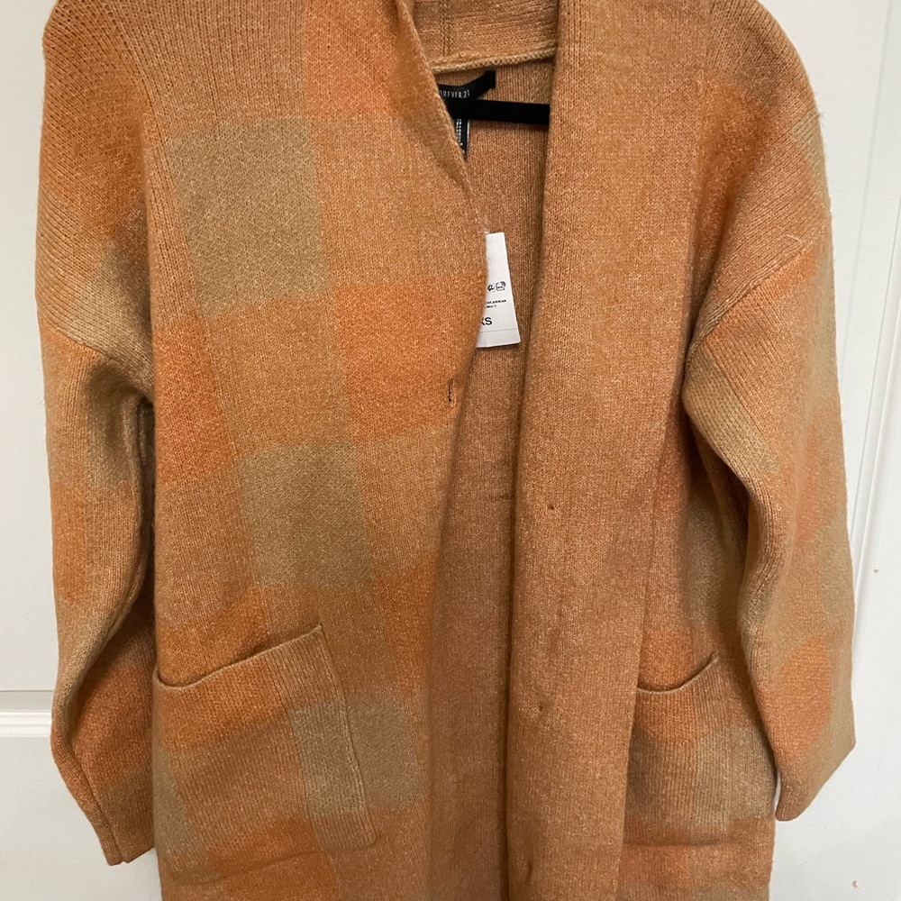 Forever 21 Peach Plaid Cardigan Sweater - Picture 8 of 8